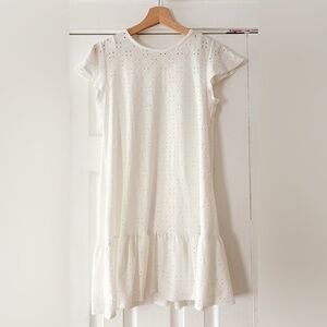 Mary & Nell Chic White Eyelet Midi Dress Size Medium EUC Like‎ New